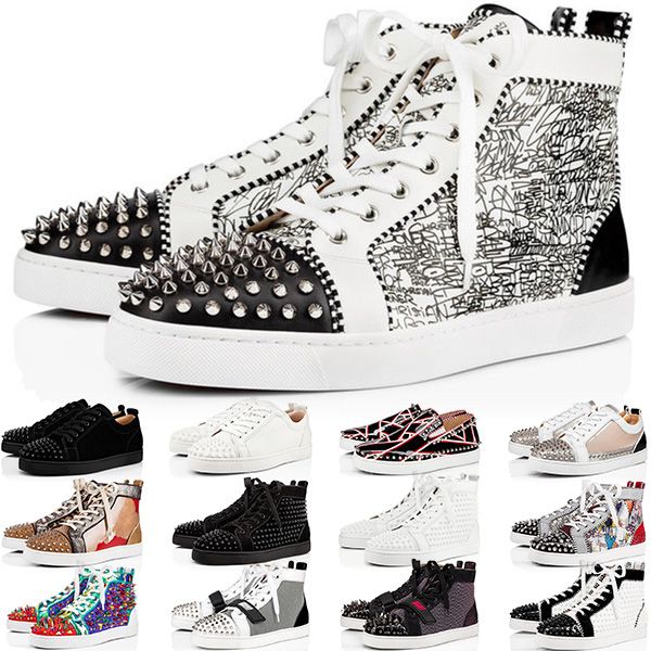 

designer red bottoms casual shoes men women platform black white blue red party couple dress leather sneakers sports size 35-47