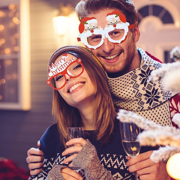 

2021 latest9pcs santa claus snowman snowflake tree elk paper glasses party p props 2020 christmas decoration for home new