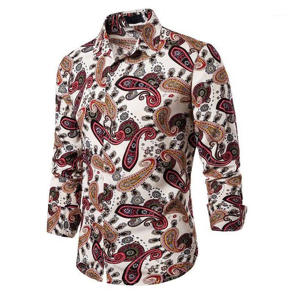 

fashion paisley printed shirt men camisas hombre 2020 brand slim fit button down dress shirt mens business casual social shirts1, White;black