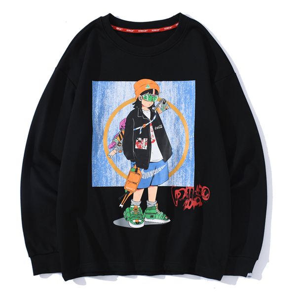 

2021 new streetwear girl print sweatshirt men oversize couple outfit pullover harajuku casual long sleeve hoodie amcq, Black