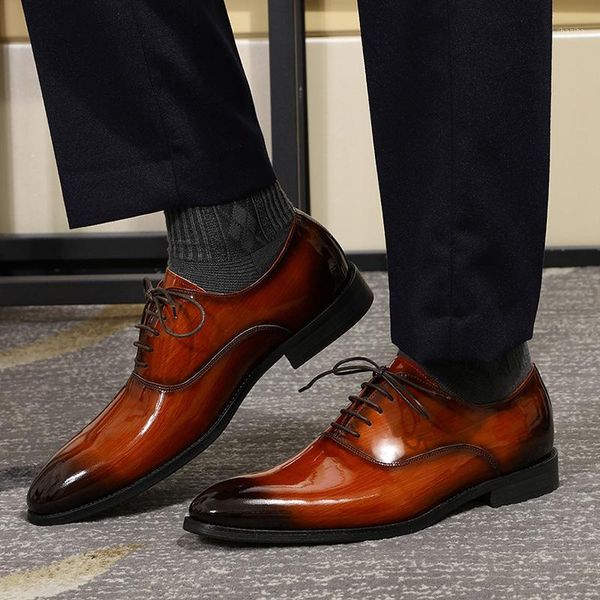 

dress shoes luxury mens oxfords patent leather plain toe wedding lace up comfortable formal business men's party1, Black