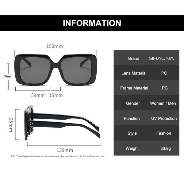 

sunglasses shauna square oversized women retro men rivets gradient shades uv400