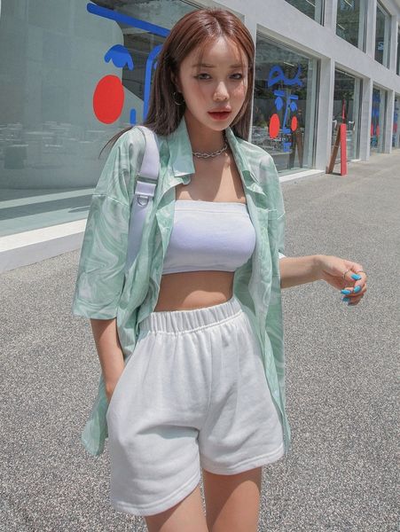 

dazy marble drop shoulder button up blouse 44go#, White