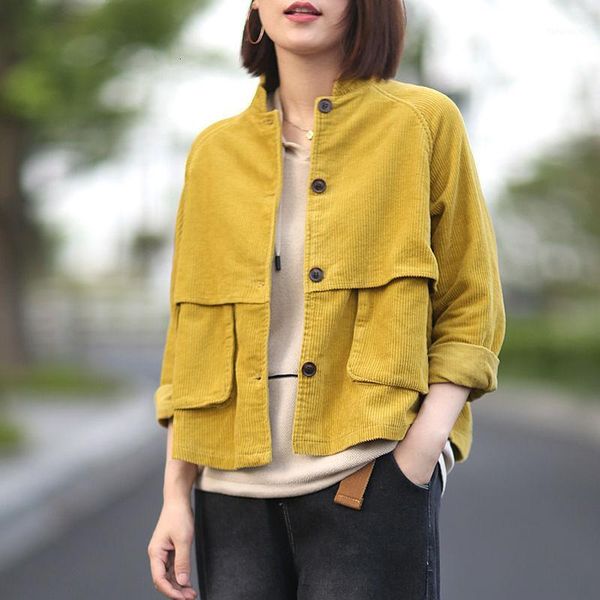 

new harajuku corduroy jackets women winter autumn overcoats female cute solid color clothing special design tooling pocket 1, Black;brown