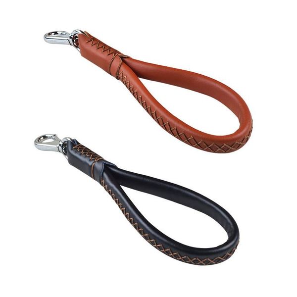 

leather dog collars and leashes short pet leash belt traction rope for dogs breed accessories