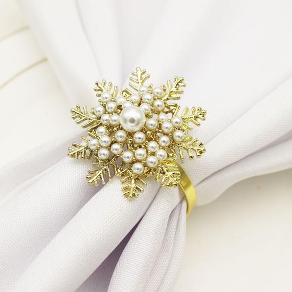 

napkin rings 10pcs el christmas hollow snowflake button ring pearl cloth