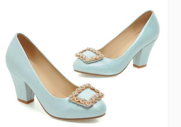 

2020 spring and autumn with new style fashion high heel coarse heel round head women's shoes @uom4, Black