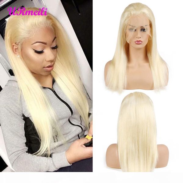 

613 perruque lace frontal cheveux humain blonde lace front wig brazilian virgin human hair wig 150 density closure wig, Black;brown