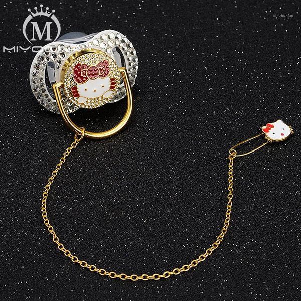 

pacifier holders&clips# miyocar unique design white bling cat bpa pass safe dummly and clip beautiful set1