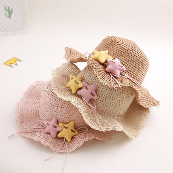 

children's straw hat girls small fresh sun hat girl summer sunscreen beach1, Yellow
