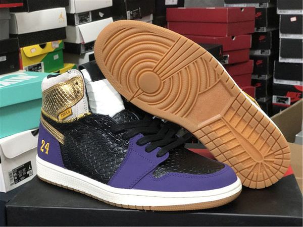 

24 8 high shoe surgeon 2020 1 1s og tss/la serpentine black purple gold mens basketball shoes 555088-171 athletic sneakers size 39-46