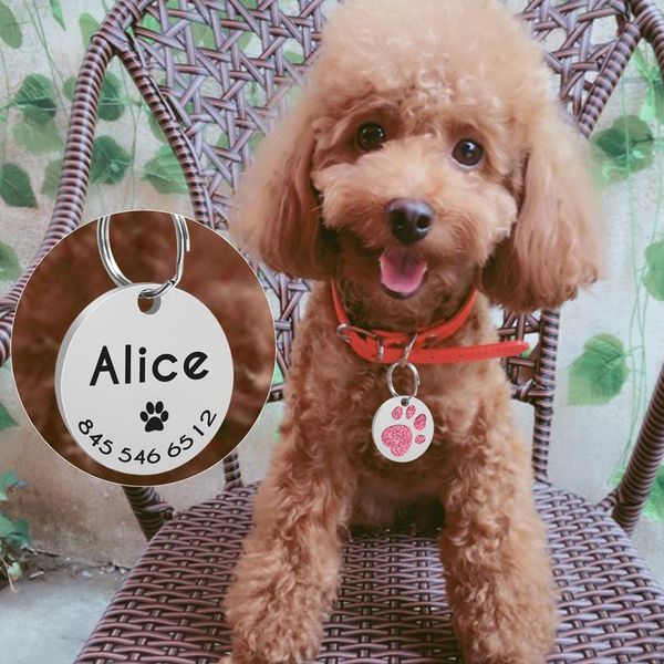 

glitter paw pet dog id tags personalized stainless steel id tag anti-lost for puppy cat custom engraved name collar acc wmtkhe