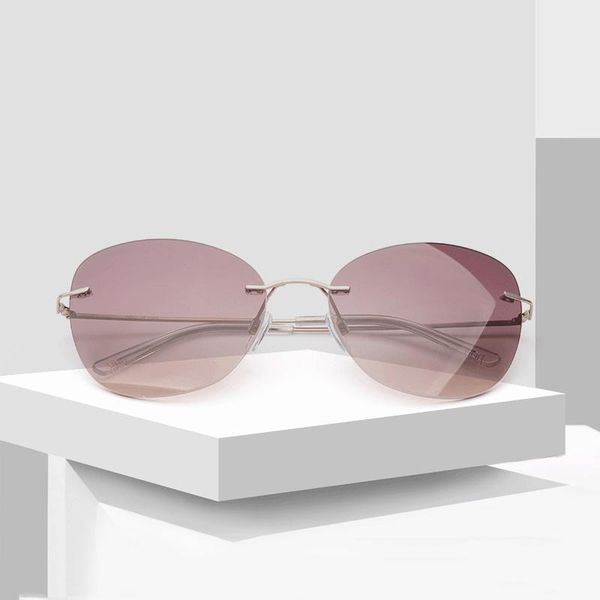 

titanium rimless sunglasses women 2021 vintage nylon lens sun glasses woman retro cat eye sunglass female shades for women uv400, White;black