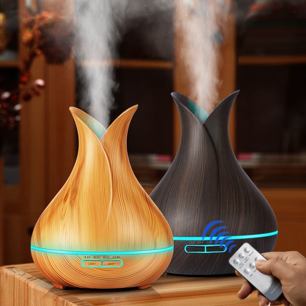 

kbaybo ultrasonic air humidifier 400ml aroma essential oil diffuser with wood grain 7 color changing led lights for office home q1202