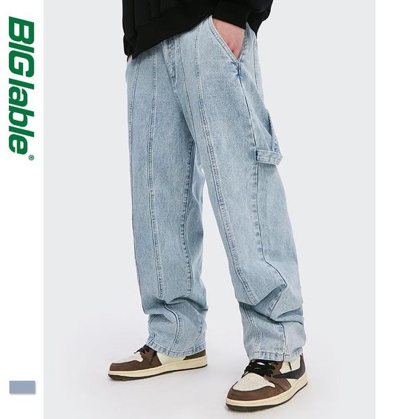 

men's jeans big lable men blue autumn splash ink hip hop denim straight pant male casual trousers 3256w20