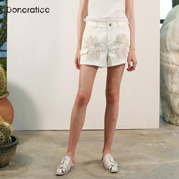 

summer simple leisure elegant comfortable pants embroidered thin body cowboy shorts woman1, Blue