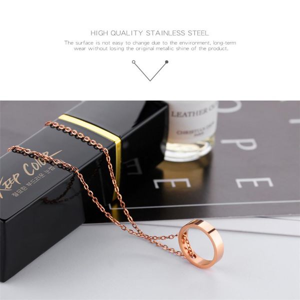 

xqni простой дизайн темперамент большой круг подвеска из нержавеющей стали розового золота женский краткое пункт ожерелье для женщин подароч, Silver