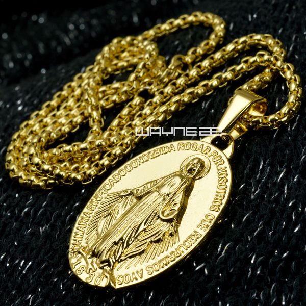 

men women18k gold filled the virgin mary pendant chain necklace n320, Silver