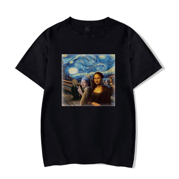 

спорт 2019 горячие продажа мода mona lisa звездное knight art смешной group селфи сотовый телефон tshirt мужчины смешной tee shirt harajuku