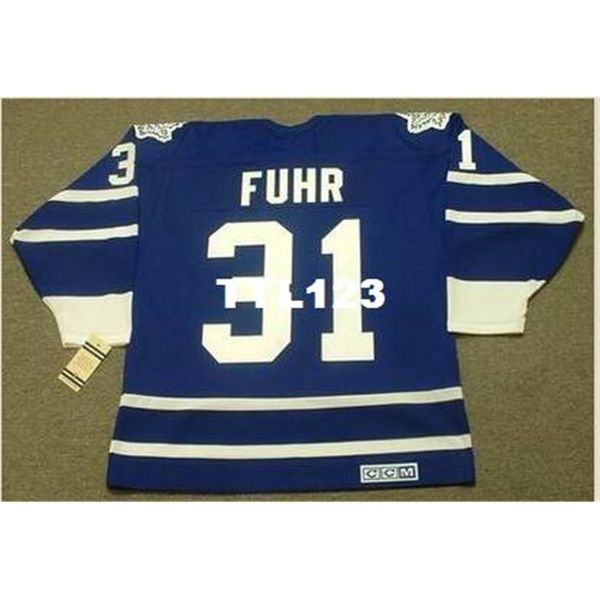 

mens #31 grant fuhr toronto maple leafs 1993 ccm vintage home away hockey jersey or custom any name or number retro jersey, Black