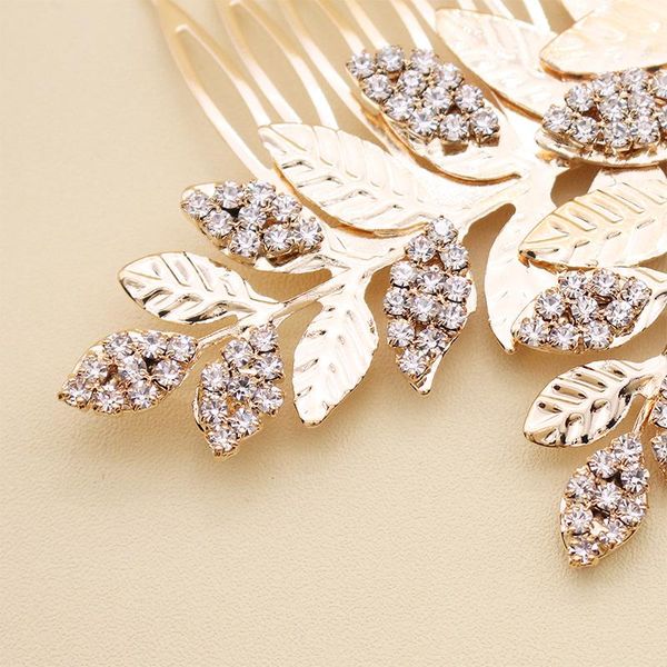 

qyy gold color leaves rhinestone bridal hair comb cips headpiece wedding hair accessories prom luxury jewelry for women gifts bbyrrn, Silver