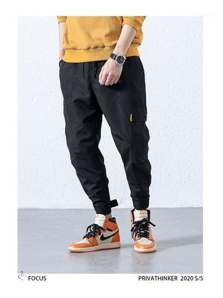 

men black joggers pants summer 2020 mens big pockets ankel cargo pants male spring streetwear overalls sweatpants1
