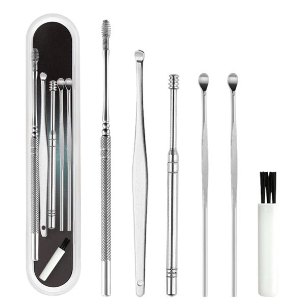 

6pcs ear wax removal kit pickers stainless steel earpick ear pick cleaner ear cleaner spoon