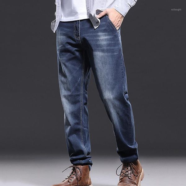 

add fertilizer to increase loose stretch denim trousers large size men jeans section japanese harem pants male trend1, Blue