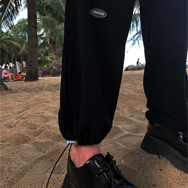 

women's 2021 new sports pants drape straight thin leg long woman sweatpants fall pe85 kaoz, Black;white