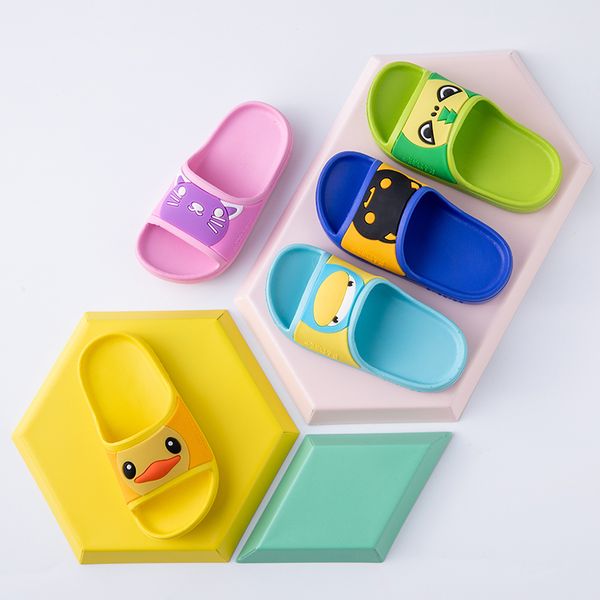 

kids slippers for girl beach flip flops for boy funny cartoon animals summer sandals waterproof non-slip kids shoes y201028, Black;grey