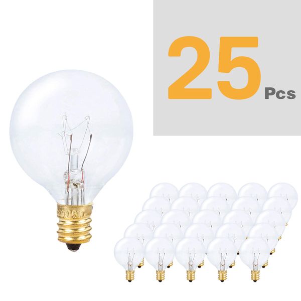 25pcs G40 String Lâmpada Substitua 120V / 220V Tungstênio Bulbo E12 Base Titular Bulbo Para Decoração de Jardim Home 201023