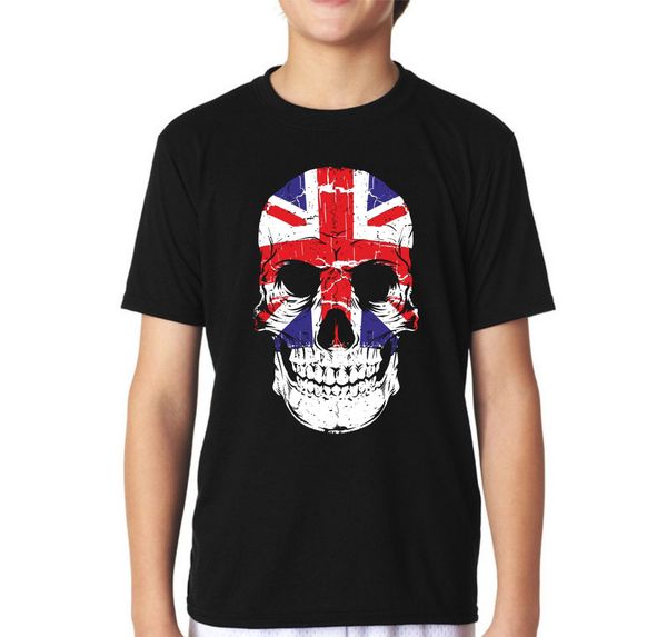 

лето с коротким рукавом плюс размер дети t-shirt британский флаг череп великобритания великобритания юнион джек v16 tee shirt спорта толстов