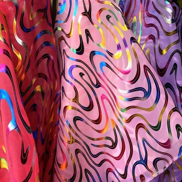 

christmas craft packing organza farbic bronzing weave colorful shiny gauze decor voile transparent holographic fabric, Black;white