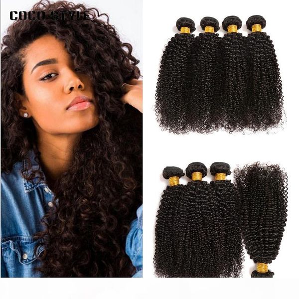 

brazilian kinky curly hair 4 bundles human hair weave bundles natural color remy human hair bundles, Black