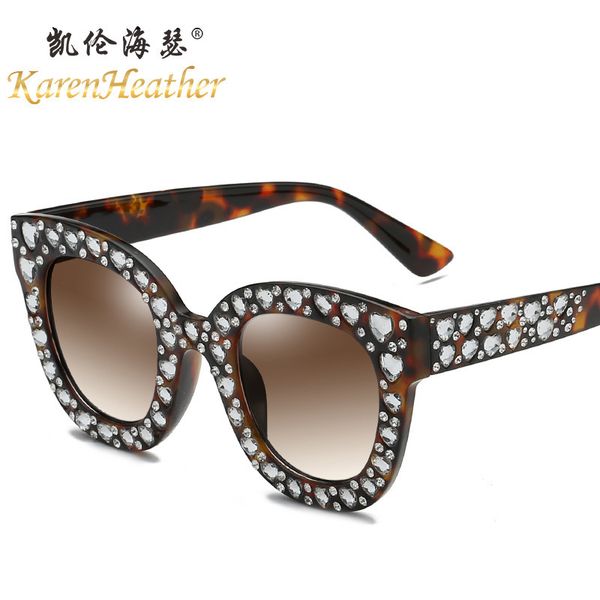 

new 1823 wind diamond women's round frame star sunglasses, White;black