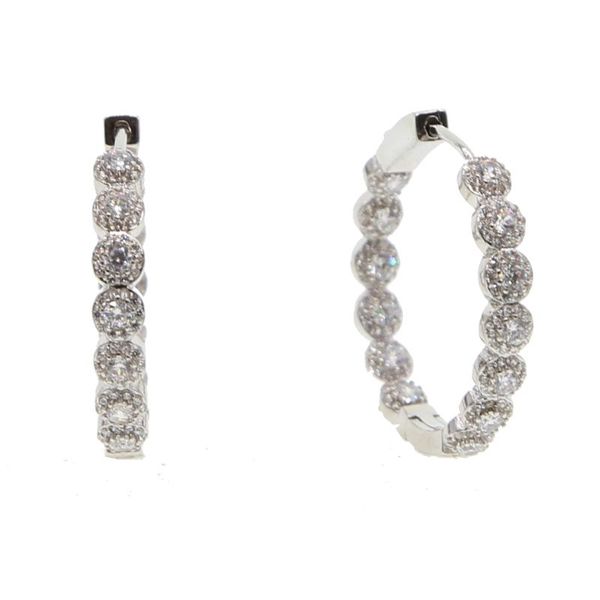 

hoop & huggie 28mm famous design luxury geometry round full mirco paved cubic zirconia wedding earring fashion jewelry, Golden;silver