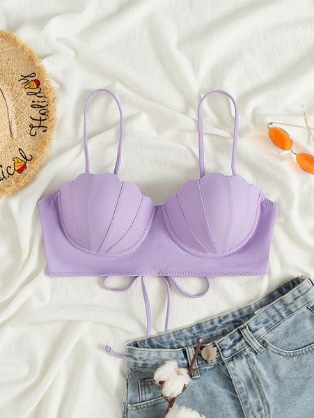 

scallop trim push up bikini 58o4#, White;black