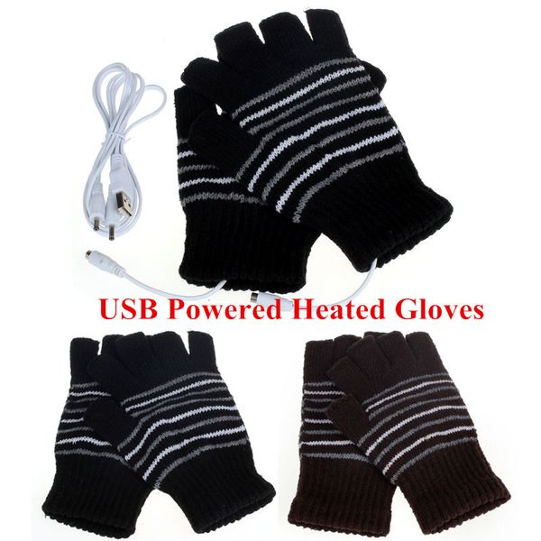

5v usb heating battery powered heated winter hand fingerless outdoor sports warmer gloves washable, Blue;gray