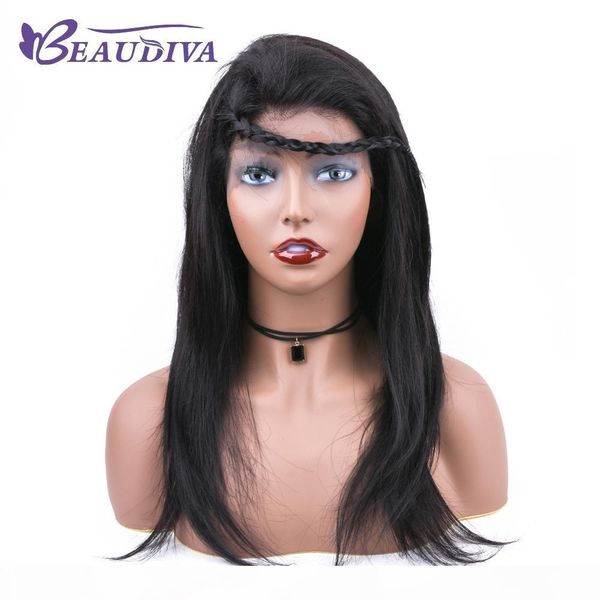 

lace front human hair wigs with baby hair pre plucked brazilian remy hair full end straight wig for black women, Black;brown