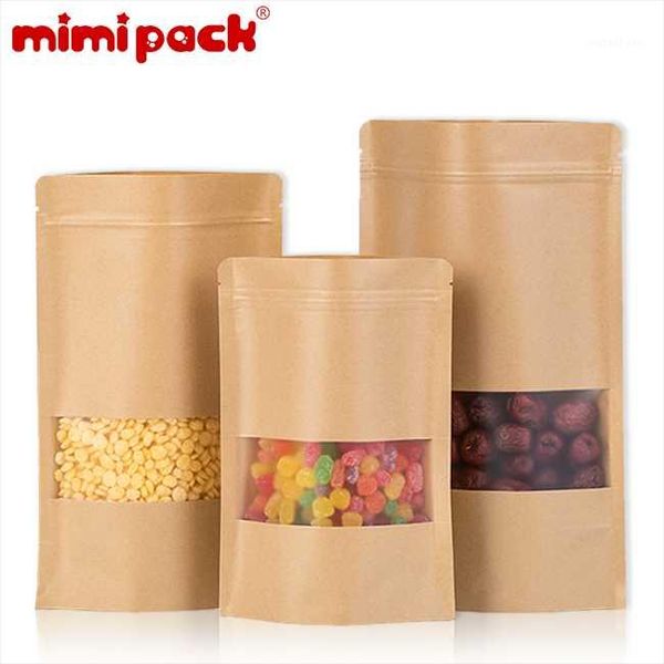 

gift wrap mimipack 7 mil matte moisture proof kraft stand-up storage bags with window for snack, biscuit1