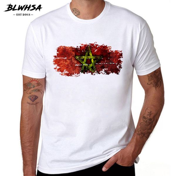 

sport blwhsa morocco flag printing t shirt men casual short sleeve round neck cotton funny t-shirts summer morocco flag men tees