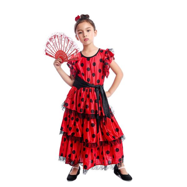 

spanish girls traditional flamenco dancers children's costume, Black;gray
