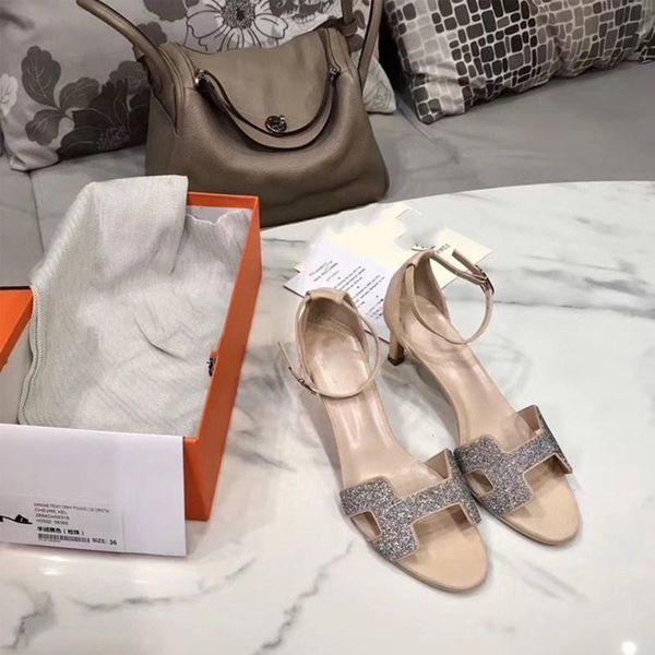 

summer luxury designer rhinestone bling high heels sandals genuine leather open toe fashion woman shoes zapatos de mujer, Black