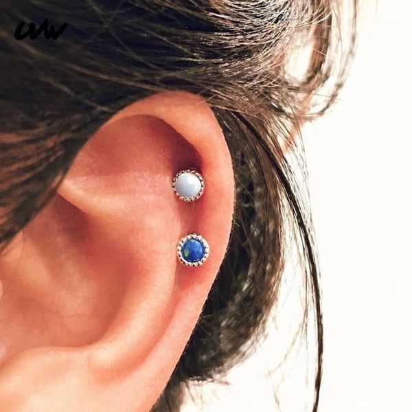 

stud uvw270 1pc goodquality tiny stainless steel opal colorful round earrings lobe tragus piercing body jewelry for women1, Golden;silver