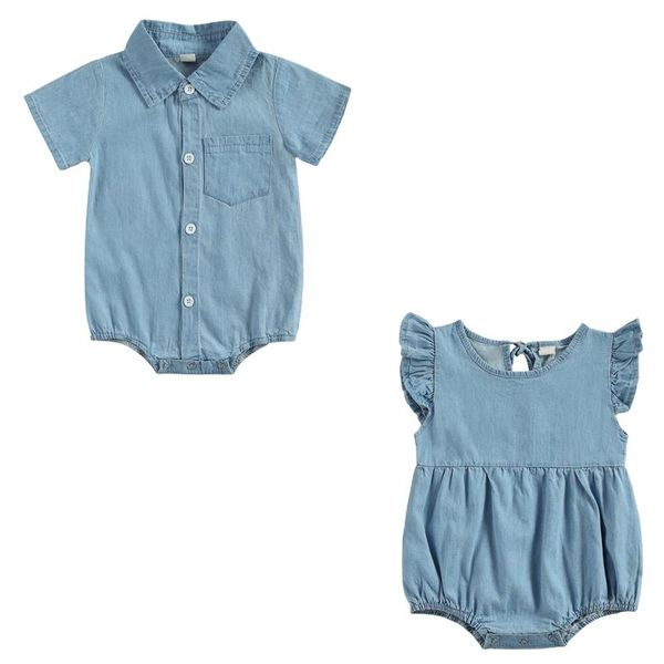 

rompers pudcoco 0-18 months born baby boys girls short sleeve romper one-piece cowboy blue for kids infant 2021 summer