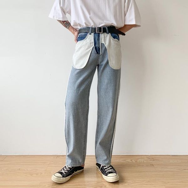 

men's jeans light blue straight-leg with a reverse design high return rate