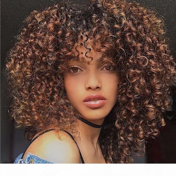 

fashion brown afro kinky curly wigs bob hair synthetic short wig for black women y demand