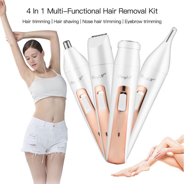 4 In 1 USB Ricaricabile Epilatore Donne Depilazione Rasoio Lady Naso Capelli Trimmer Clipper Rasoio Rasoio Sopracciglia Femminile Depilador