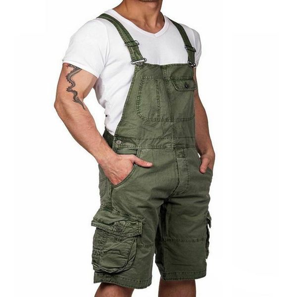 

men's shorts 2021 fashion plus size summer overalls solid color pocket cotton slim fit casual pants, White;black