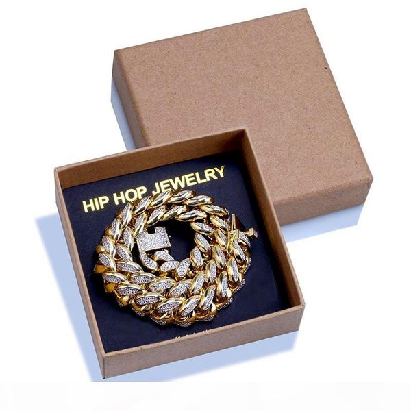 

new arrival gold plated necklaces for men fashion hip hop necklace luxury zircon chains 14mm cuban chain hipping, Silver